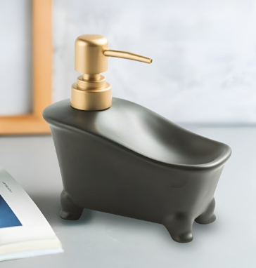 48% OFF Black Ceramic Glossy Soap Dispenser (350 ml)