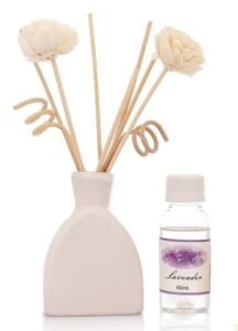 ROYAL SAPPHIRE Amos Pure, Natural Reed Diffuser Oil with Ceramic Pot and 8Pcs Reed Stick- 60Ml with Gift Box (Lavender)