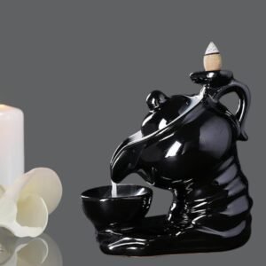 Ceramic Tea Kettle Smoke Fountain: Unique Backflow Incense Holder