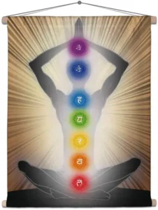 Artzfolio Yoga Position With The Symbols Of Seven Chakras Canvas Tapestry 24x29.3inch Printed Tapestry (Multicolor)