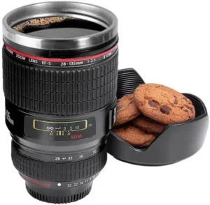 a camera lens with a cookie in it