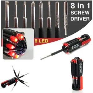 A. SHARIF 8-in-1 Multi-Function Screwdriver Tool Kit Set with 6 LED Light for Easy Repairs and DIY Projects Combination Screwdriver Set (Pack of 1)