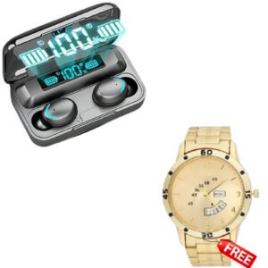 Next image image image image image image image image image image Wireless Earpods with Charging Inbuilt Powerbank M10 with Free Golden Watch @ Just Rs.699/-
