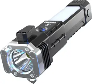 MZ S700 (LIFE SAVING LED TORCH) Glass Breaker Seal Belt Cutter 3 modes Torch (Black, 16.5 cm, Rechargeable)