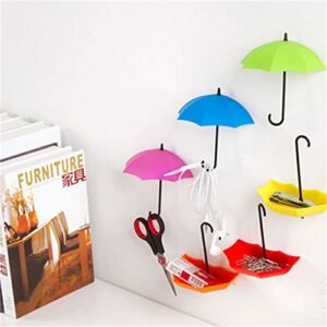 ascension set of 4 Colorful Decorative Umbrella Drop Style Clothes Key Hat Robe Hall Wall Hanger Hook for Bathroom Kitchen Door Shelves Hanger Hooks - 4 pieces