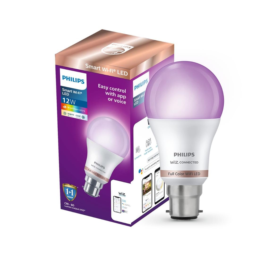 65% OFF PHILIPS WiZ Neo 12W B22 Wi-Fi & Bluetooth LED Smart Bulb with Music Sync | Trending