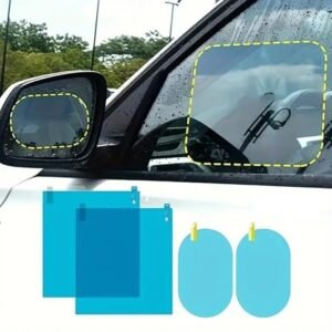 TEKCOOL Car Accessories 4pcs Car Rearview Mirror Films Anti-Rain Fog Waterproof PET Clear Film Accessories (2 Oval + 2 Square Film),