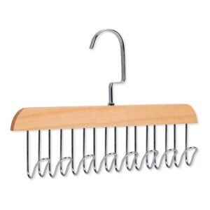 Entisia Wooden Hanger - Multipurpose Adjustable 8 Hooks Closet Wooden Hanger for Lingerie, Belt, Scarf, Tie, Garments, Perfect Storage Holder Organizer Hangers for Wardrobe and Cupboard (28X19CM, 1)