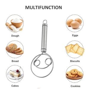 PALRIN Multifunctional Effortless Stainless Steel Dough Mixer with Hanging Hole Durable Time-Saving Mixing Stick Baking Tools Egg Beater for Home Kitchen Baking Accessories 1 Pcs