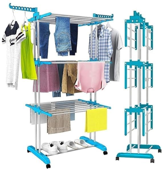 40% OFF Stainless-Steel Heavy Duty Vertical Foldable Cloth Drying Stand | Monsoon Essentials