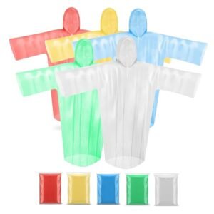 5 Pack Disposable Rain Ponchos for Men & Women