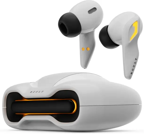 Boult Astra with Quad Mic ENC, 48Hrs Battery, Low Latency Gaming, Made in India, 5.3v Bluetooth (White Opal, True Wireless)