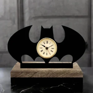 Batman Themed Gotham Time Iron & Mango Wood Table Clock