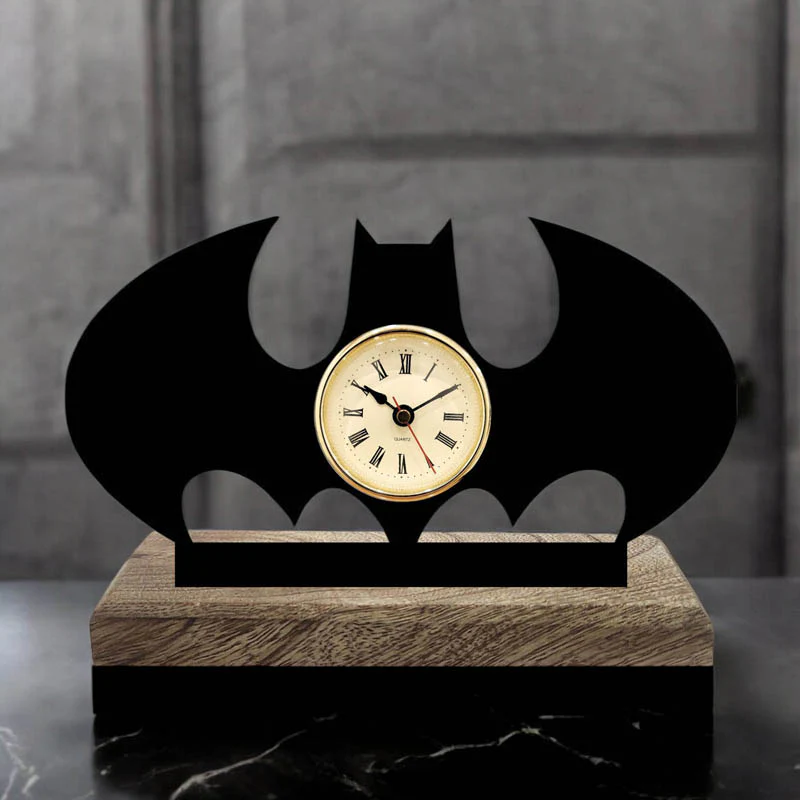 29% OFF Batman Themed Gotham Time Iron & Mango Wood Table Clock | Offbeat Essentials