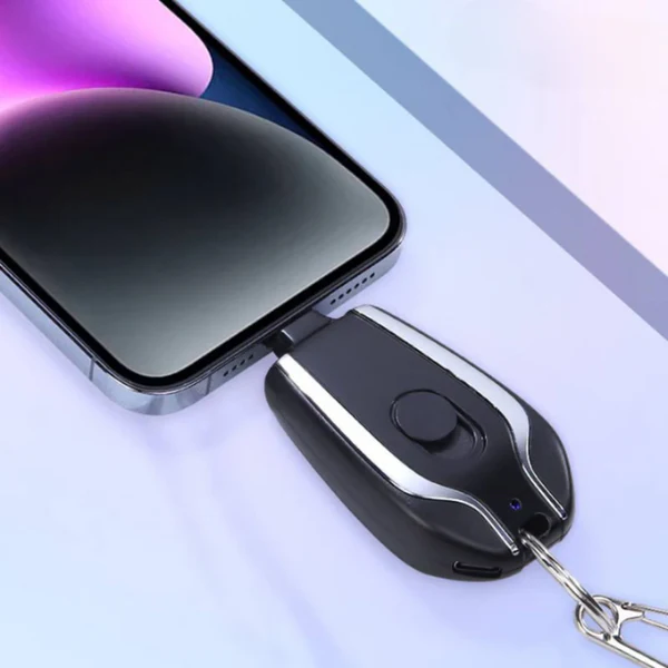 1500mAh Keychain Power Bank with Connector for iPhone & Type-C Devices | Trending