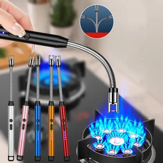 Eblooming 360 Degree Flexible Rechargeable Electric Kitchen Lighter for Gas Candle Stove Aluminium Electronic Gas Lighter Aluminium Gas Lighter (Multicolor, Pack of 1)