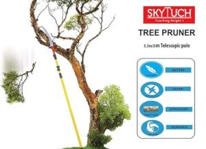 Festel Skytuch Shock Proof Multipurpose Fiberglass 6-to-18 Foot Extendable Telescopic Pole With Pruning Saw (Yellow), Hand powered