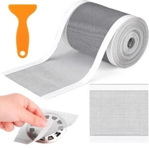 Rushwak Self Adhesive Mesh Roll for Bathroom Drain Kitchen Sink Strainer Disposable Hair Catcher Shower Drain Mesh Stickers Cuttable PVC Mesh Shower Drain Cover Hair Catcher for Any Length (12cm x 4m)