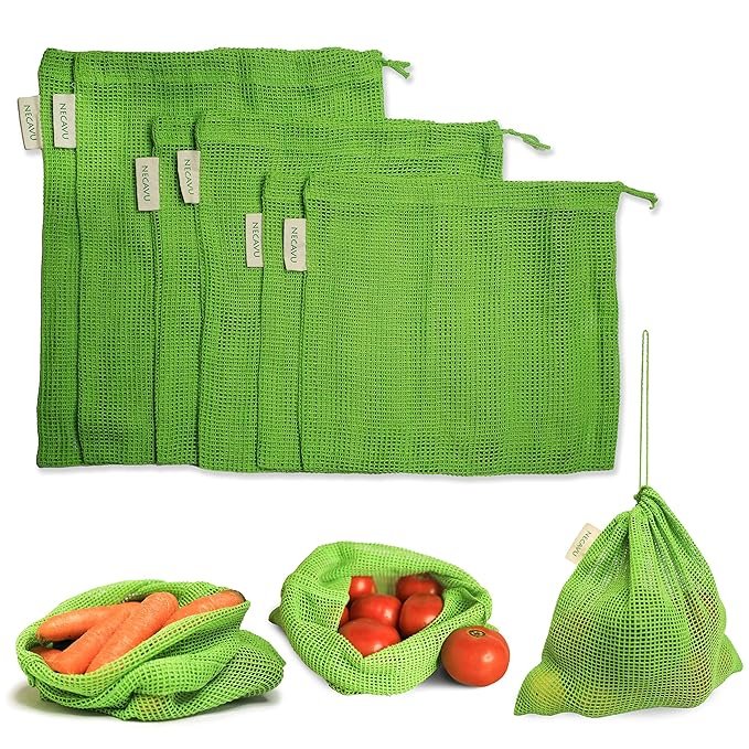50% OFF Multi-Purpose 100% Cotton Mesh Bags for Fridge Set of 6 | Eco Friendly Essentials