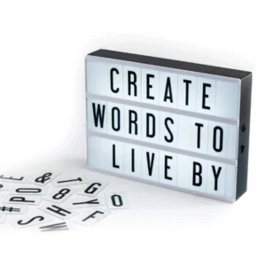 A4 LED Cinema Light Box with 96 Letters & Symbols, Custom Message Display Board for Home Décor, Gifting & Mood Lighting