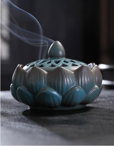 Green & Brown Textured Ceramic Heat Resistant Dhoop Dani Loban Burner Holder Stand