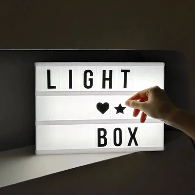 A4 LED Cinema Light Box with 96 Letters & Symbols, Custom Message Display Board for Home Décor, Gifting & Mood Lighting