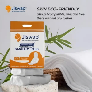 Jiswap Bamboo Fiber 100% Natural Organic XL Size - Chemical & Rash Free Sanitary Pad (Pack of 40)