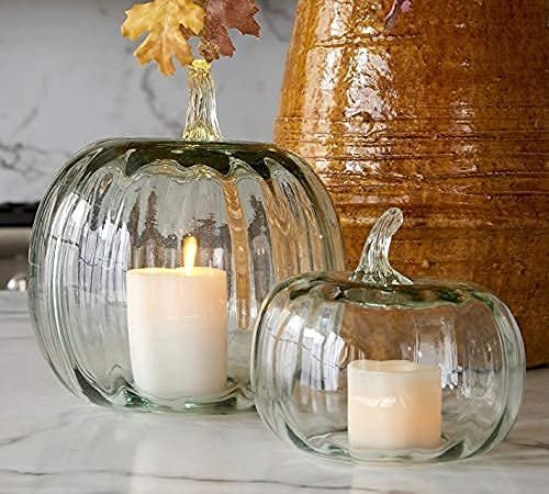 17% OFF Clear Glass Pumpkin Shape Cloches Candle Holder (1 piece) | Offbeat Essentials