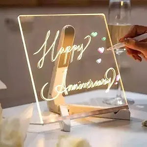 62% OFF 3D Acrylic Rewritable Message Board LED Table Lamp with Pen | Trending