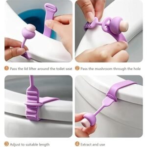 9UP® 2Pcs Toilet Seat Lifter For Bathroom Accessories | Toilet Seat Cover Sport Lifter Clip | Silicone Toilet Seat Cover Lifter | Self-Adhesive Toilet Seat Holder (Multicolor)