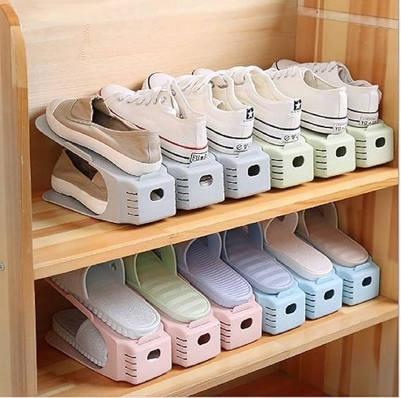78% OFF Shoe Slots Double Deck Organizer for Closet (Pack Of 5) (Multicolor) | Organizers