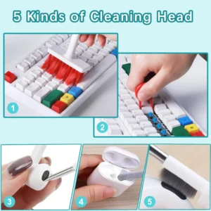 Dustee: 5-in-1 Multifunctional Keyboard & Earphone Cleaning Kit, Includes Keycap Puller, TWS Cleaner, Metal Pen Tip & High-Density Brush for Laptops, PCs & Gadgets