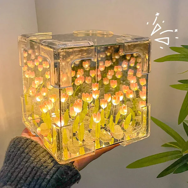 Only for ₹429 DIY Infinite Mirror Tulip Lamp with 3D LED Flower Lights | Never Seen Before