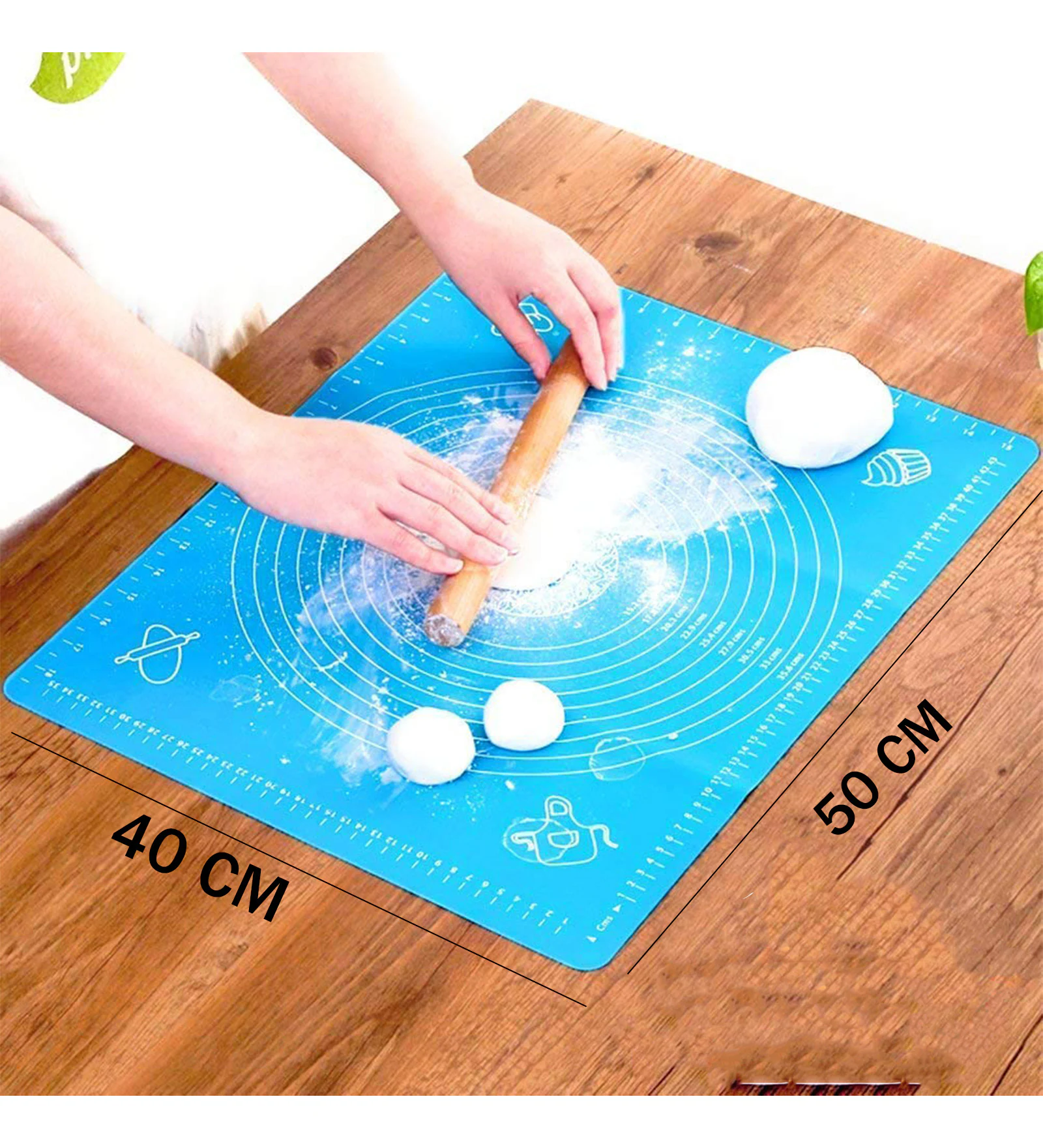 Silicone Non Slip Kneading Mat with Measurements