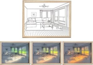 CPENSUS Wood Sunset Led Night Light Painting Decoration Led Wall Art Illuminated Light Up Picture,Light Art Decor,Bedside Lamp For Nightstand,Night Lights For Kids Adults(Sunbathing Dog,22 X 17 Cm)