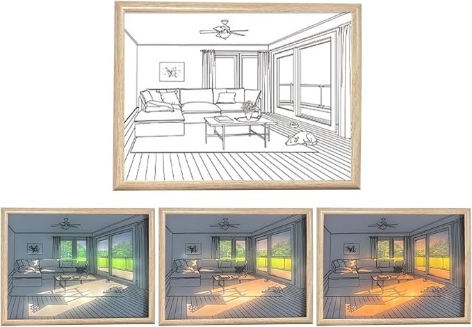 CPENSUS Wood Sunset Led Night Light Painting Decoration Led Wall Art Illuminated Light Up Picture,Light Art Decor,Bedside Lamp For Nightstand,Night Lights For Kids Adults(Sunbathing Dog,22 X 17 Cm)