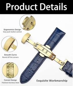 Butterfly Clasp Watch Strap, Premium Foldable Buckle for Watches Ideal for Business and Casual Wear 20 mm Generic Watch Strap Cool Stuff and Trending Gifts for Watch Lovers