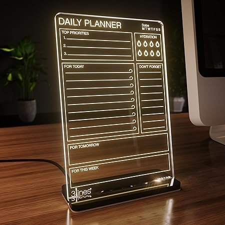 62% OFF Acrylic Multifunction LED Writing Board Daily Planner with USB Charging | Trending