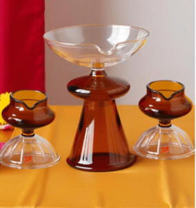 Brown & Transparent Colour Borosilicate Glass Diyas (Pack of 3)