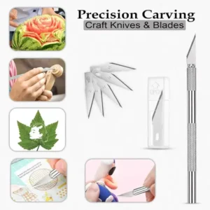 Knife with Metal Hand Grip for Detailed Cutting with 5 Extra Blades