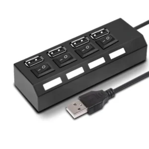 4-Port USB 2.0 Hub with Power Switches, LED Indicators, 480 Mbps Transfer Speed & Fuse Protection