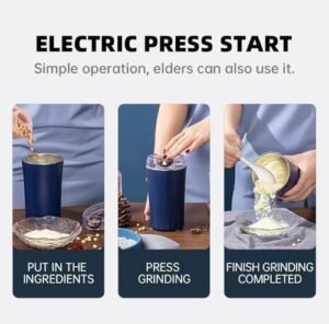 Portable Electric Coffee Grinder Spice & Coffee Bean Grinder Stainless Steel 4 Blade Mixer Grinder for Masala & Herb Push Button Control Durable Grinding Machine for Dry Item (Medium)