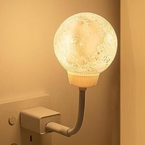 FLYNGO Plastic USB Night Light for Bedroom, Moon Night Lamp for Kids, Children, Living Room (Moon), Led, White