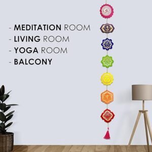 SOLOBOLO Engineered Wood Seven Chakra Wall Hanging Decor,Perfect Mandir & Home Decoration Item,Ideal Housewarming Good Luck Gift,Includes Gomati For Prosperity,Vibrant Decor Items Home,106 Cm