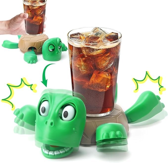 Turtle Coaster with Funny Expression | Turtle Cup Holder for Cups/Mugs/Wine/Coffee/Waterbottle for Desk Decor, Kitchen, Office Gift for Men/Women/Kids (1, Green) || No Sound ||
