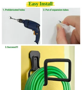 Wall Mounted Durable Metal Hose Pipe Hanger (Black)