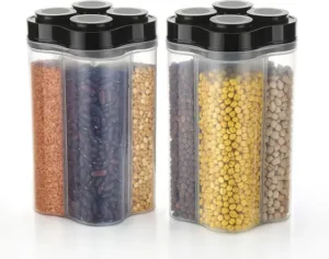 Plastic Airtight Grocery Container - 2500 ml (Pack of 2, Black)