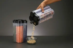 Plastic Airtight Grocery Container - 2500 ml (Pack of 2, Black)