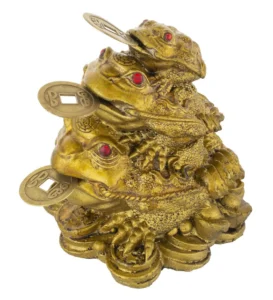 Triple Frog Family With Coin For Happiness, Health, Wealth and Positive Environment