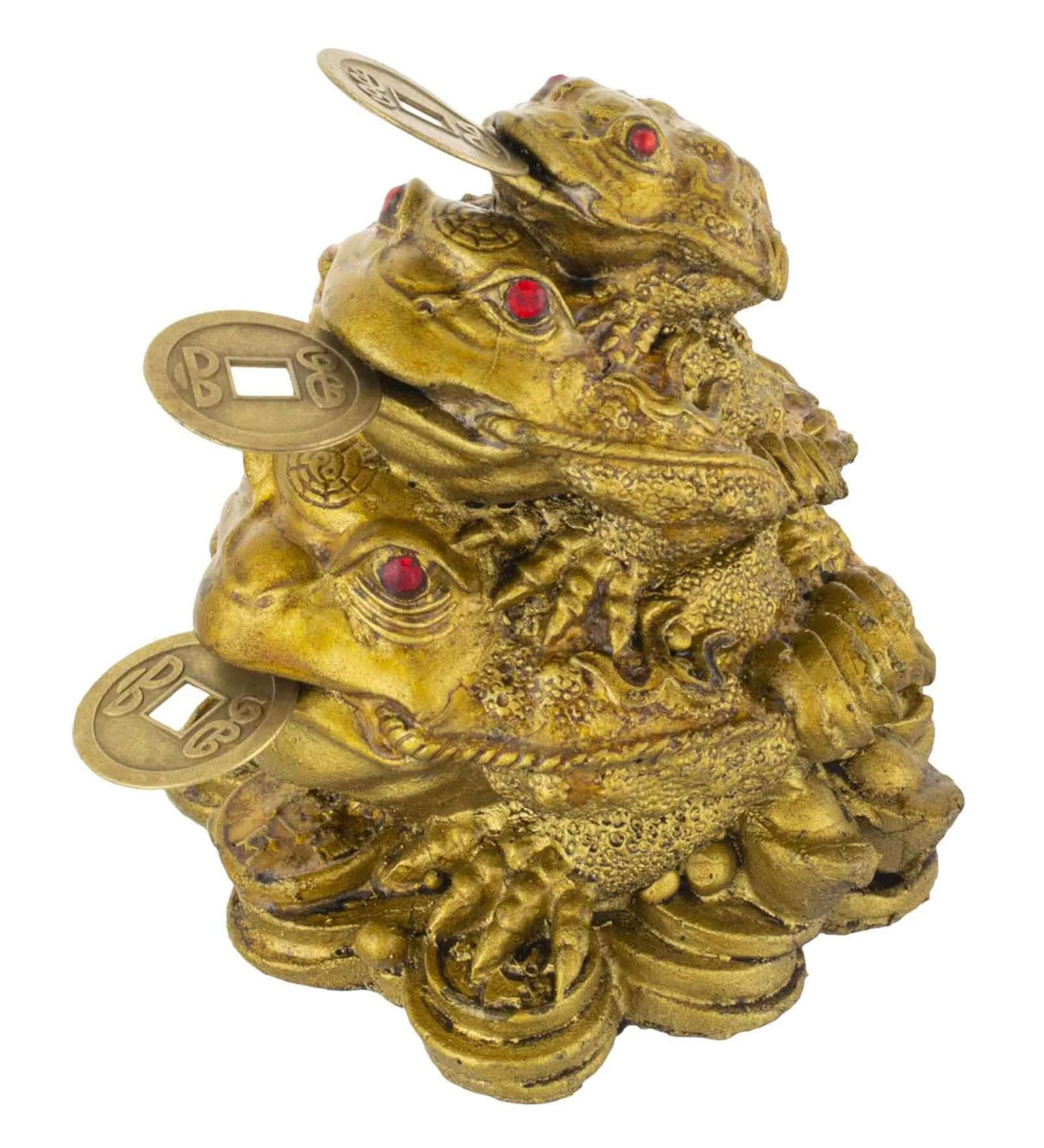 Triple Frog Family With Coin For Happiness, Health, Wealth and Positive Environment